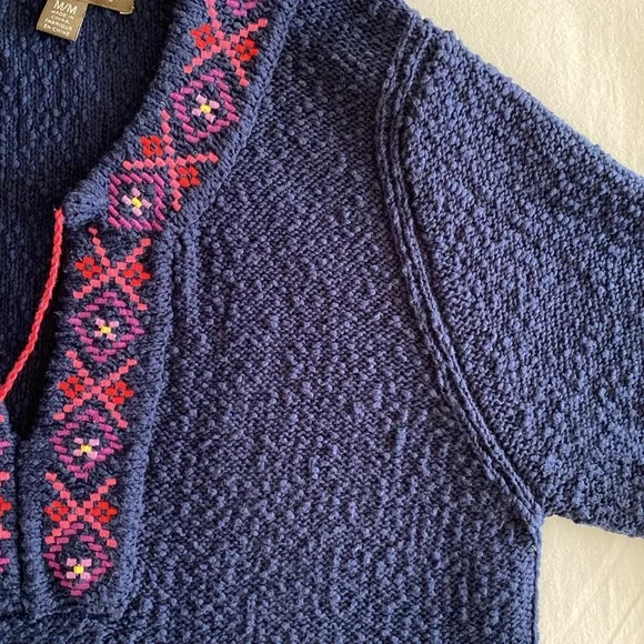 Tommy Bahama Eden Bay Tassel Tunic Beach Sweater embroidered tassel ties Size M - Picture 9 of 16